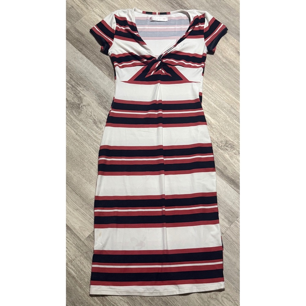 No Boundaries Women's‎ S/CH 3-5 Striped Twist Front Midi Dress